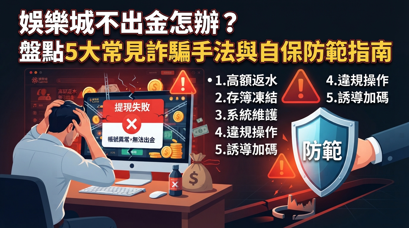 娛樂城不出金怎辦？盤點5大常見詐騙手法與自保防範指南